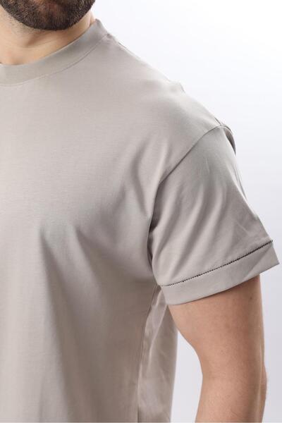 Madmext Gray Dyed Crew Neck - Stitched Overfit Men's T-Shirt E7103