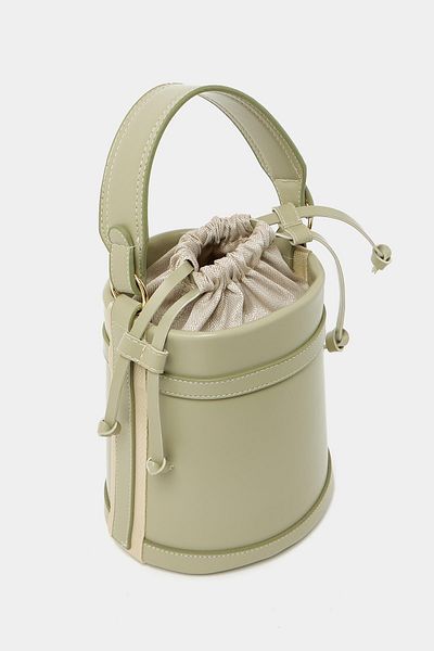 Madamra Mint Women's Contrast Stitched Bucket Hand and Shoulder Bag