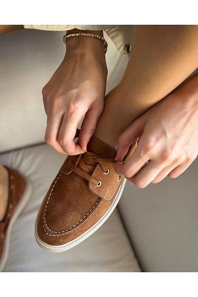 Zuum Дамски мокасини Sebon Casual - кафяви, велурени