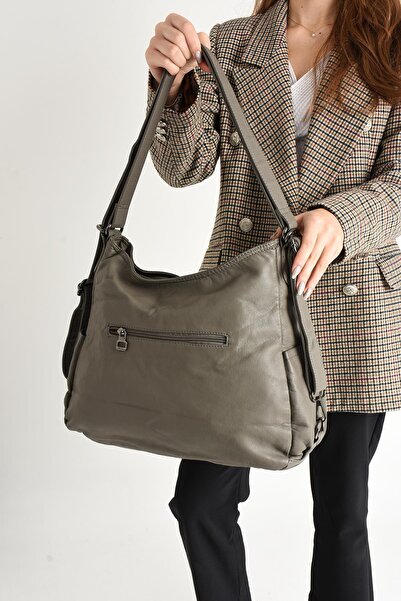 571 Collections Çanta Mink Leather Hem Backpack Shoulder Bag - Washed (Model: 571-9-10D)