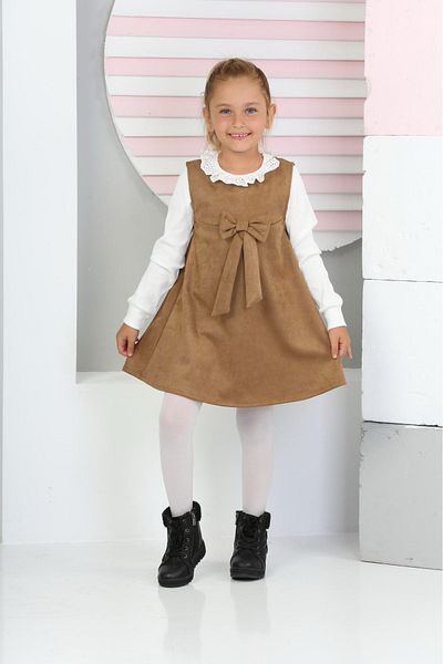 ANGELOS GIRLS Рокля от велур за момиче от 2 части (рокля + боди)