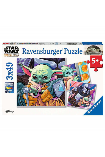 RAVENSBURGER Puzzle Baby Yoda, 3X49 Piese