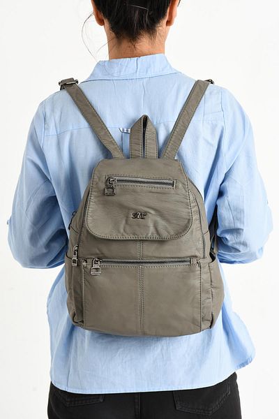 571 Collections Çanta Gray Washed Leather Backpack - Model 571-9-11A