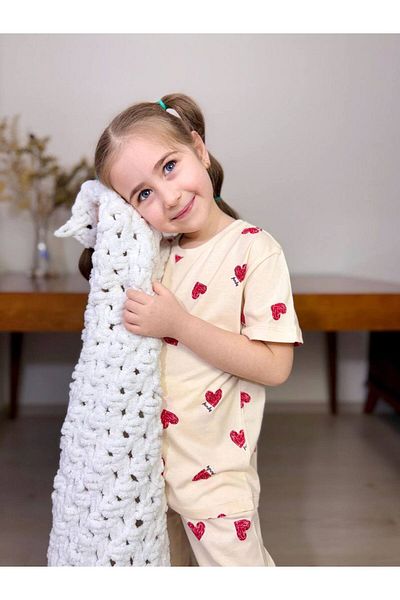 Koçak Kids طقم بيجامة بناتي نصف كم بطبعة قلب