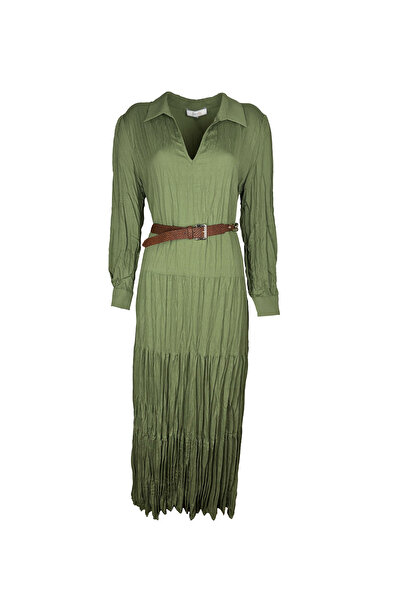 Berr-ın Etekleri Piliseli Bürümcük Kumaş Elbise