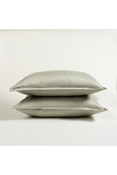Zsa Zsa Zsu Solıd 300 Tc Çizgili 2'li Pamuk Saten %100 Pamuk Saten Yastık Kıl...