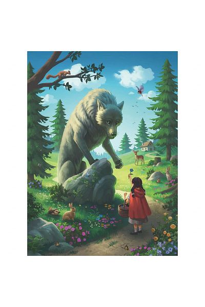 RAVENSBURGER Little Red Riding Hood and the Wolf Puzzle, 100 Glitter Pieces