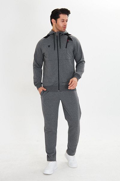 Marco Ferry Σετ ανδρικής φόρμας Cotton Hooded Anthracite 5745-A