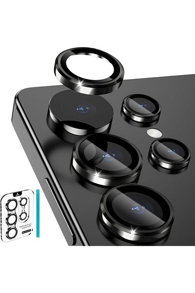 AWH for Samsung S25 Ultra Camera Lens Protector, 9H AR+AF Glass, Metal Cover, HD Clear, Black