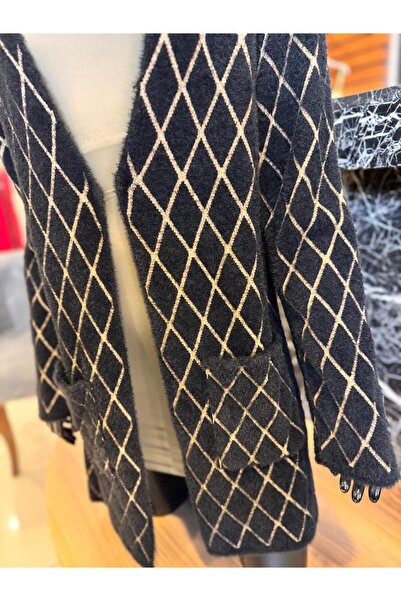 Moda Belgin Baklava Desenli Uzun Sakallı Hırka