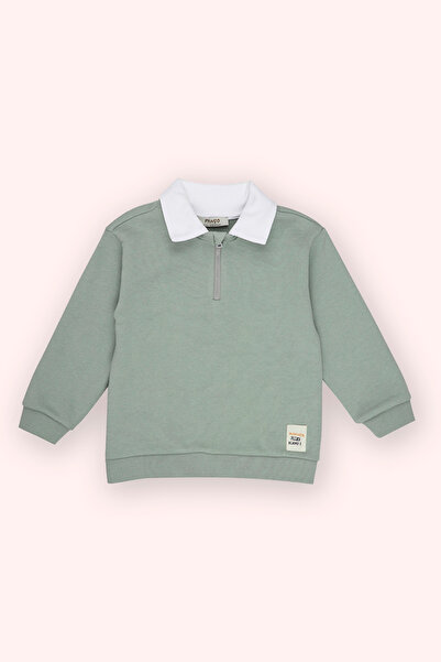 Panço Erkek Bebek Yakalı Yeşil Sweatshirt