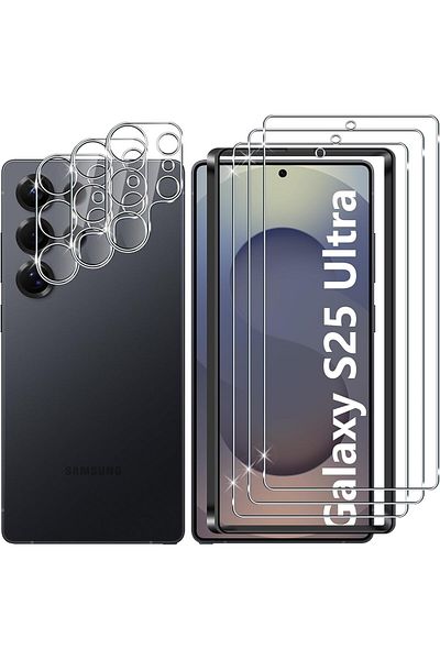 AWH واقي شاشة من الزجاج المقوى 9H لهاتف Samsung S25 Ultra 5G [عبوة من 3 قطع] + فيلم كاميرا، عالي الدقة