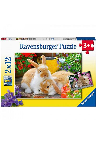RAVENSBURGER Guinea Pig and Bunny Puzzle, 2X12 Pieces