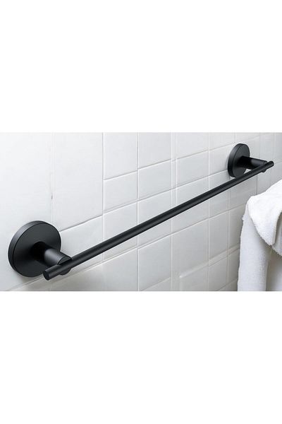 Zethome Nero Series Stainless Wall Mounted Long Towel Holder Black