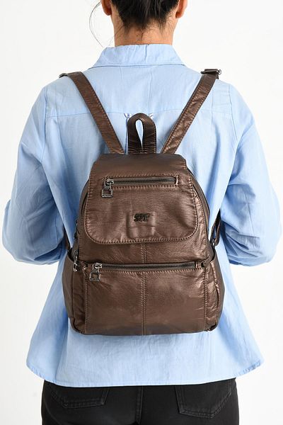 571 Collections Çanta Bronze Leather Backpack - Washed (Model: 571-9-11A)