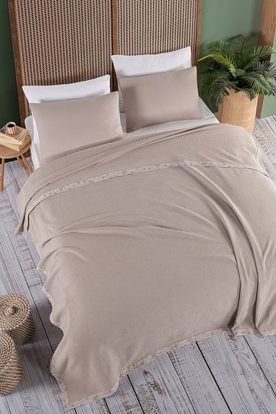 Evim 100% Cotton Beige Cover Set Double - 200X220 cm