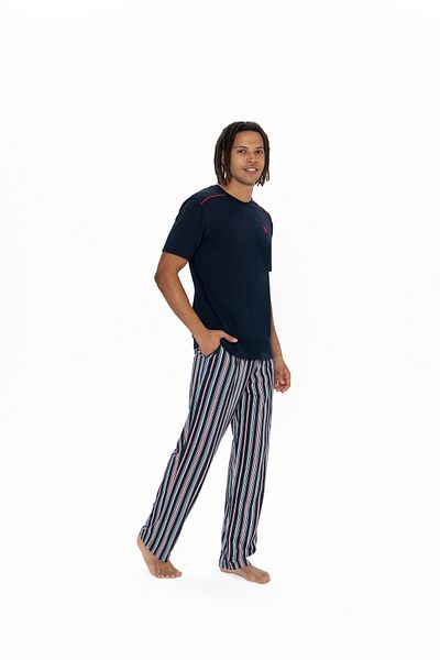 U.S. Polo Assn. Set de pijamale pentru bărbați din bumbac 100% bleumarin din 3 piese - ILC2.18Q90D5Q