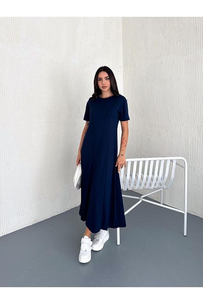 Güler Casual Rochie modal cu volan de culoare bleumarin