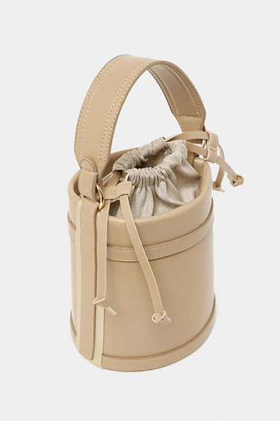 Madamra Mink Women's Contrast Stitched Bucket Hand and Shoulder Bag