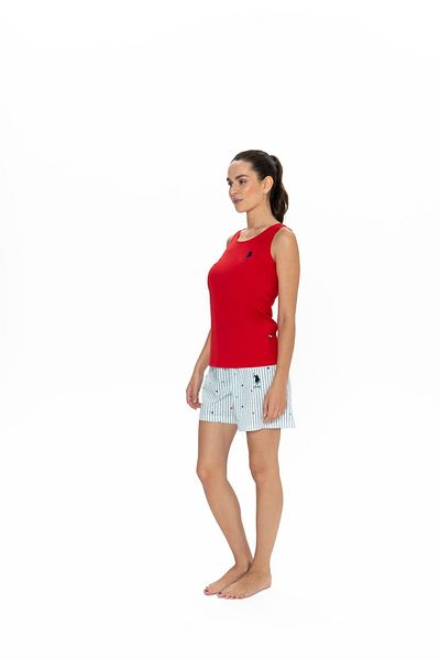 U.S. Polo Assn. U.S. Polo Assn. Women Red Strap Heart Shorts Summer Pajamas Set - Ilc2.20G06J1M