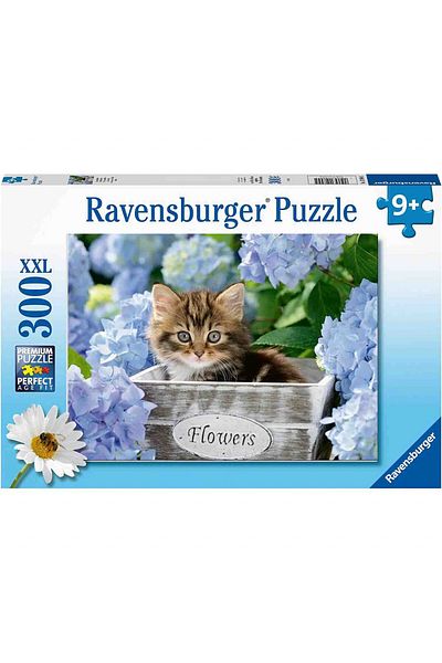 RAVENSBURGER Puzzle Kitten Among Flowers, 300 Pieces