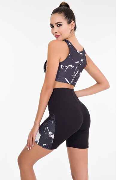 JAWEN Set de 2 piese pentru femei, pantaloni scurți cu talie înaltă și cu bretele groase