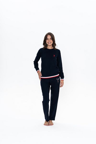 U.S. Polo Assn. SUA Polo Assn. Set pijamale pentru femei, culoare bleumarin, cu dote - ILC2.20G11J0M