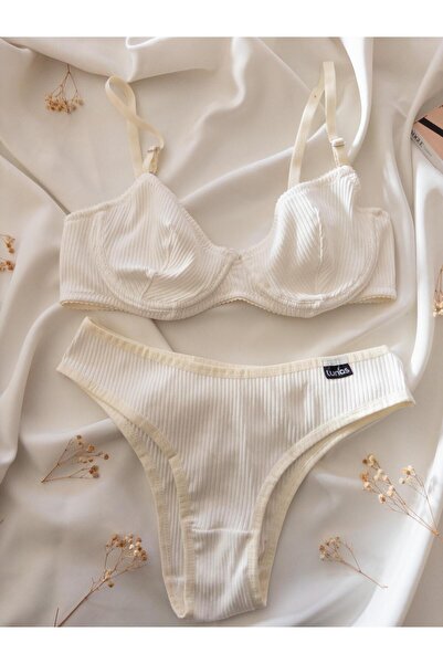 İNKO İÇ GİYİM Underwire Ribbed Camisole Bra Set