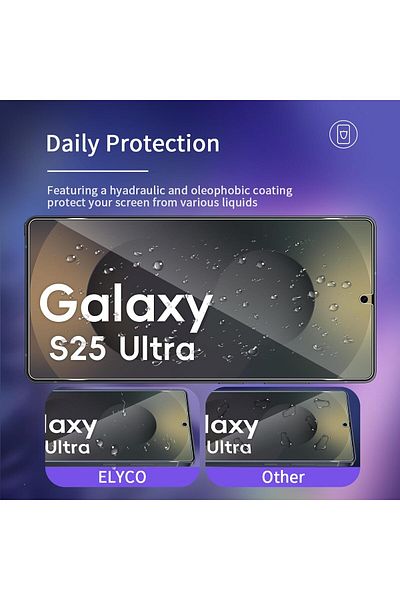 AWH واقي شاشة لهاتف Samsung S25 Ultra، زجاج مقوى 9H [عبوة من 3 قطع] + واقيات للكاميرا