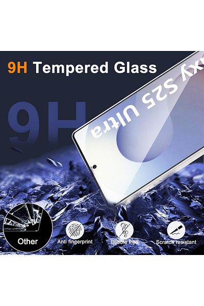 AWH واقي شاشة من الزجاج المقوى 9H لهاتف Samsung S25 Ultra [عبوة من قطعتين] + واقيات كاميرا [عبوة من قطعتين]