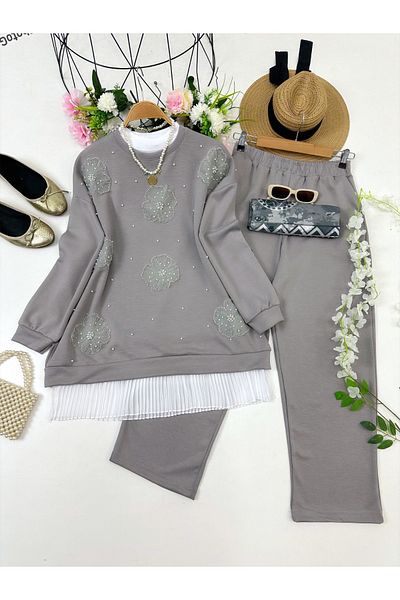 YEDİLALE Tulip Violet Detail Oyş Double Set [Excluding Underwear]