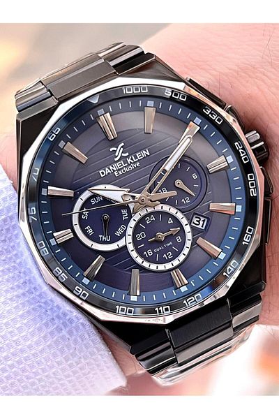 Daniel Klein Steel Cord Internal Functions Active 3 Atm Water Resistant Men's Wristwatch E.13977.M4