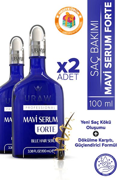 Uraw Blue Serum Forte 2-Pack (Intensive Nourishing, Strengthening and Anti-Shedding Hair Serum)