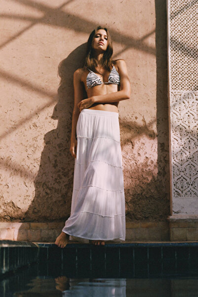 Pull & Bear Elastik belli blok renkli midi etek