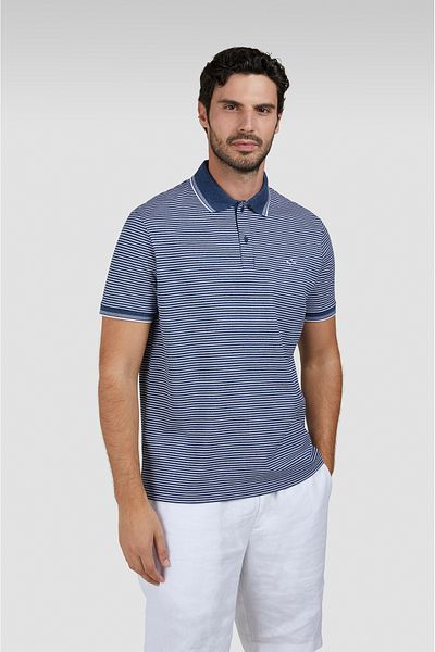 PAUL&SHARK Male Polo Tobacco, Red-Black, Short Sleeves, Translucent - Blue