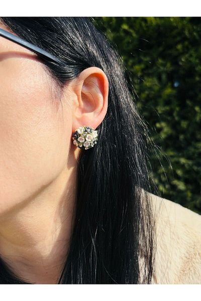 MeSin Store Black-White Bouquet Earrings Women's Daily Earrings