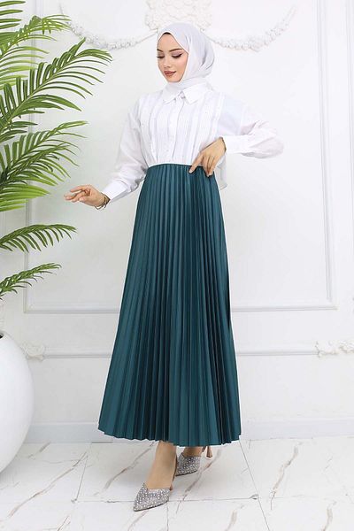 benguen Πλισέ φούστα Emerald Green 4560