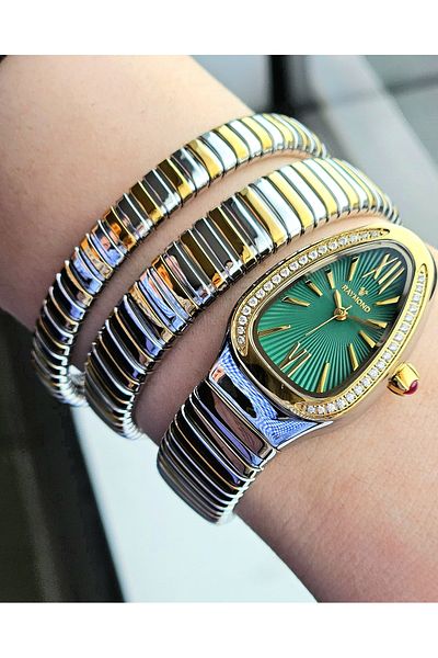Raymond Rym-010466 Snake Model Women's Wristwatch - 100% Steel Case and Band - 2 Years Warranty