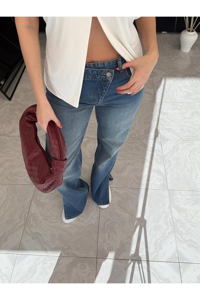 LUZ Asimetrik Kemer Detaylı Jean