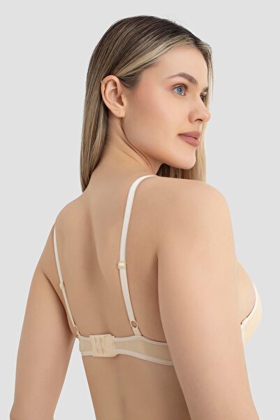 Arma Yıldız Women's 3 Pieces Padded Underwire Bra (Women's Dress) Skin (Color) White-Black