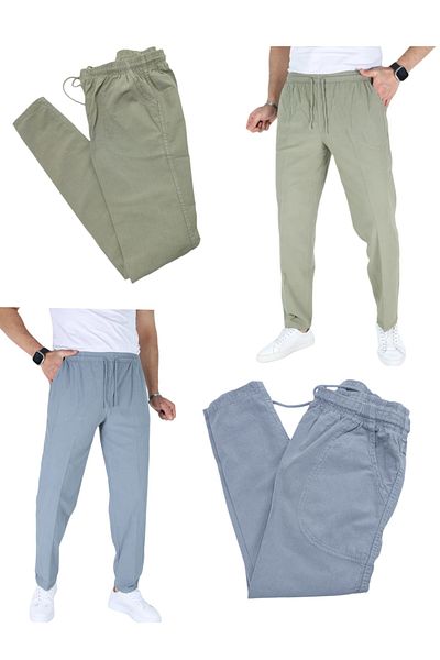 BEYAZTOPTAN Hambez Elastic Comfortable Fit Cotton 2-Piece Combination Men's Tracksuit-Pants Bottom