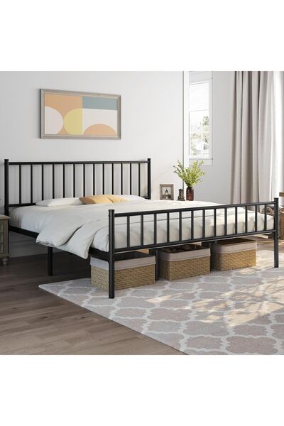 HFT HOME Metal Karyola, Çınar Metal Karyola Siyah Beyaz Gold renk seçenekli, Çift Kişilik