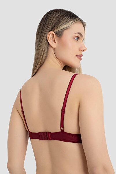 Arma Yıldız Women's Unfilled Underwire 3 Piece Bra Burgundy White Black