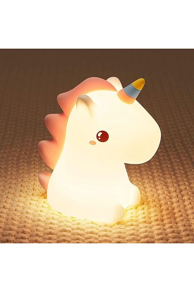 AWH Unicorn Night Light – LED Color-Changing USB Lamp, Soft Squishy Silicone Toddler Decor