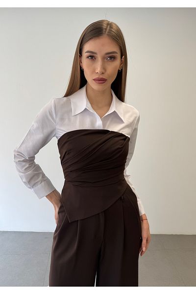 ossons Triple Strapless Crop Shirt Pants Suit