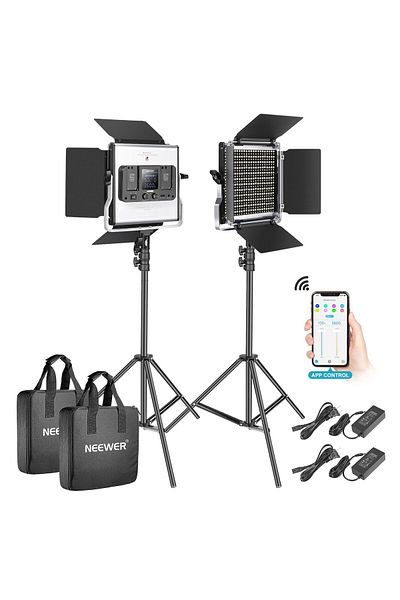 NEEWER Kit 2 Panouri Neewer Bi color 530 LED, trepiezi 200 cm, cabluri alimentare, gentute transport