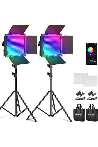 NEEWER Kit 2 Panouri Neewer RGB PRO 660 LED, trepiezi, gentute transport