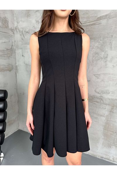 Elif Özbey Butik Black Zero Sleeve Flounce Dress
