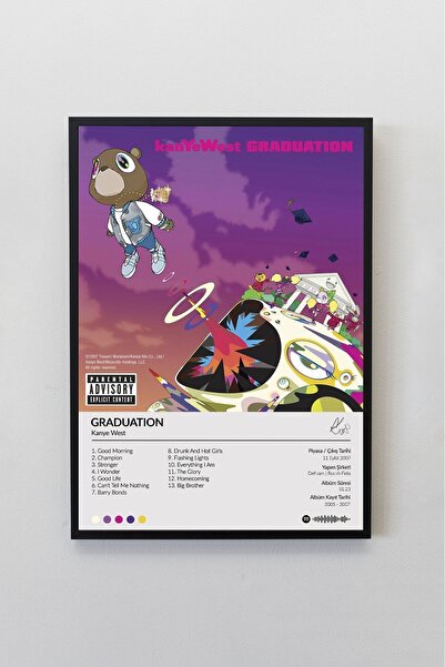 Sticksy Kanye West Graduation Albümü Çerçevesiz Albüm Tasarımlı Spotify Poster
