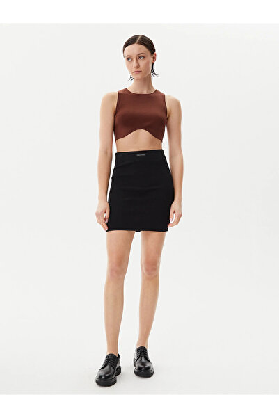 Calvin Klein Kadın Slim Fit Dokuma Kumaş Mini Siyah Etek J20J225527-BEH
